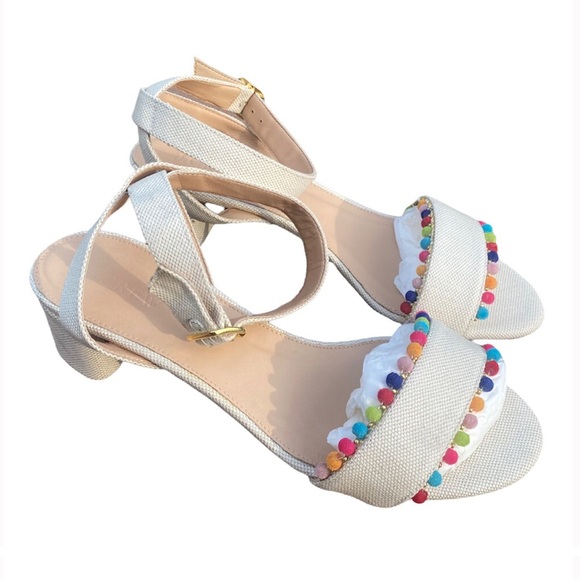 New $225  J. Crew Lottie Rainbow Pom Pom Sandal Size 10.5 - Picture 6 of 10